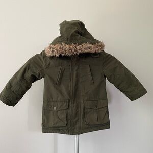 H&M 2T olive green winter jacket with hood
